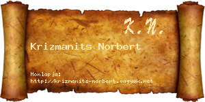 Krizmanits Norbert névjegykártya