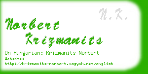 norbert krizmanits business card